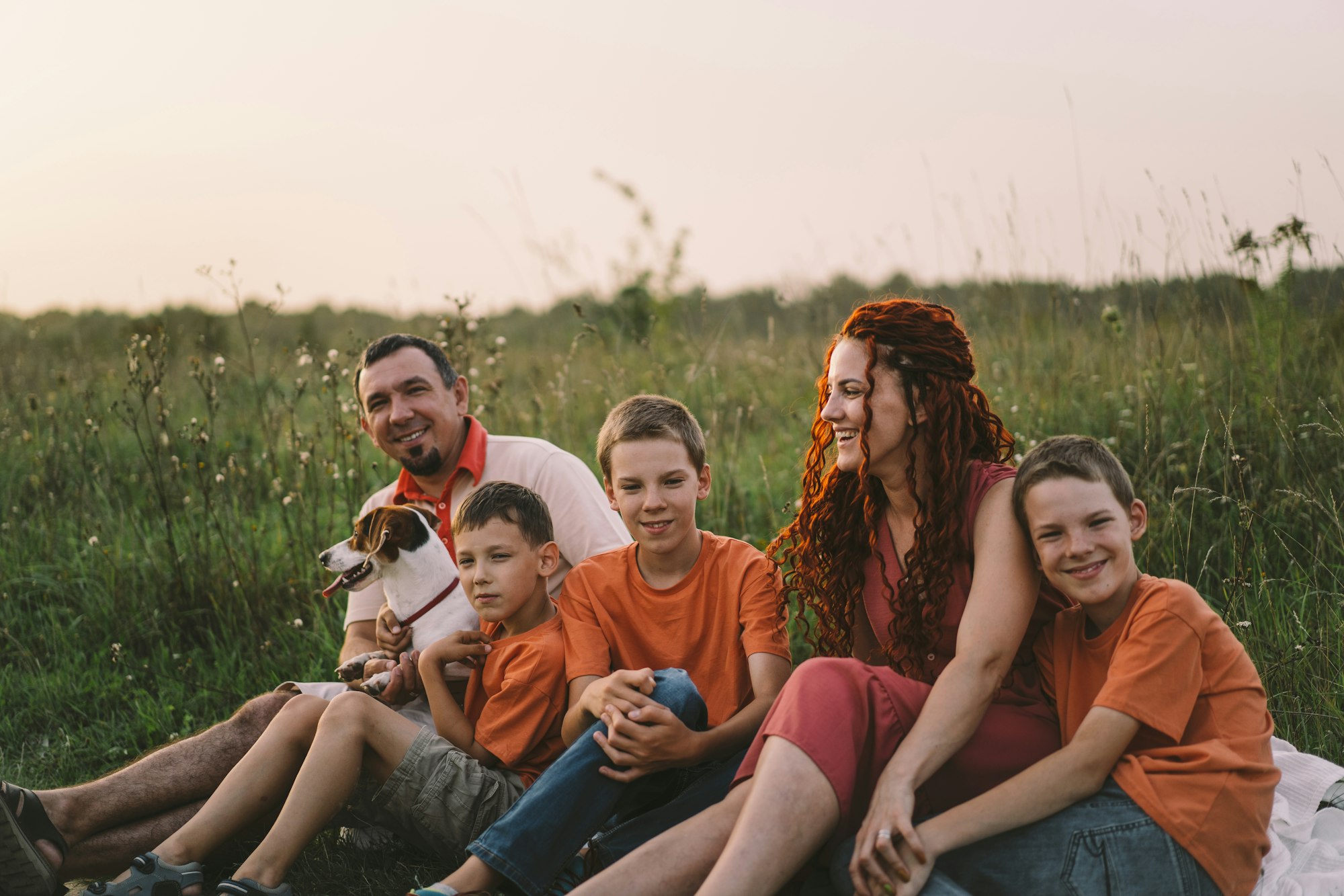 Portrait of a family in nature.